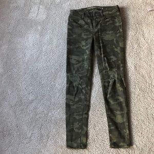 American Eagle camo ripped jeans